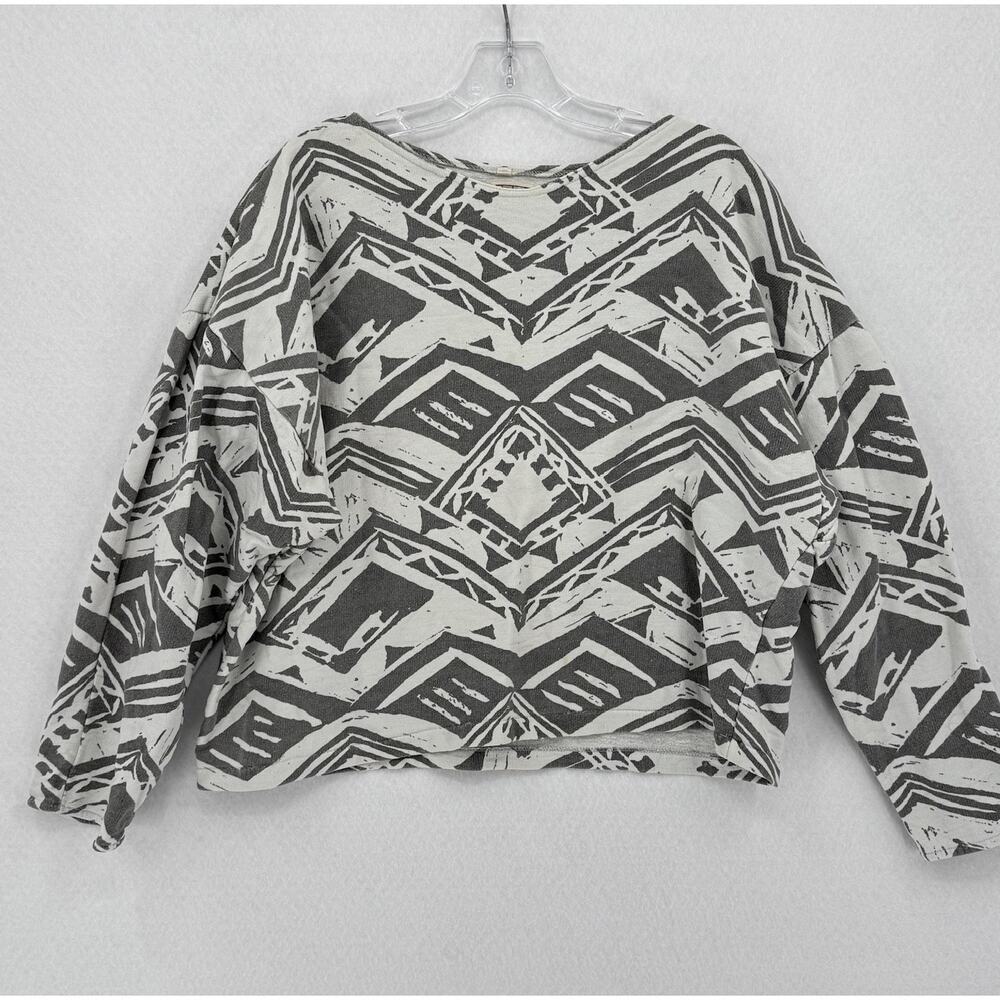 Ton Sur Ton Womens Gray Geometric Aztec Print Sweatshirt Sz 1/S